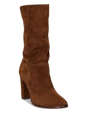 Lauren Ralph Lauren Artizan II Chestnut Suede Mid-Calf Block Heel Boots